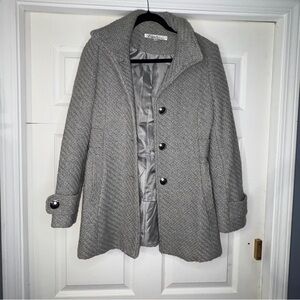Kenneth Cole Textured Gray Pea Coat